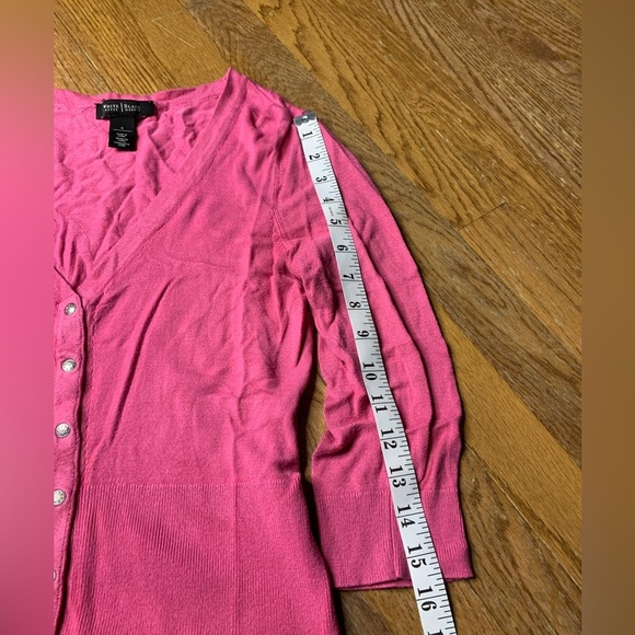 White House Black Market Fuchsia Pink V-Neck Button Cardigan - Size S - Picture 6 of 9
